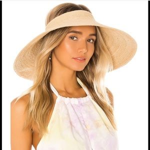Janessa Leone Nico Straw Wide Brim Packable Visor Sun Hat in Natural